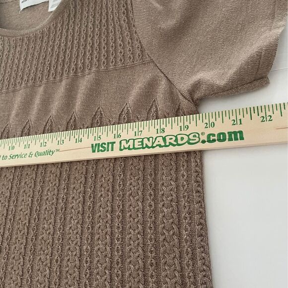 Alfred Dunner Cable Knit Sweater Medium Taupe Texture Round Neck - Picture 7 of 8